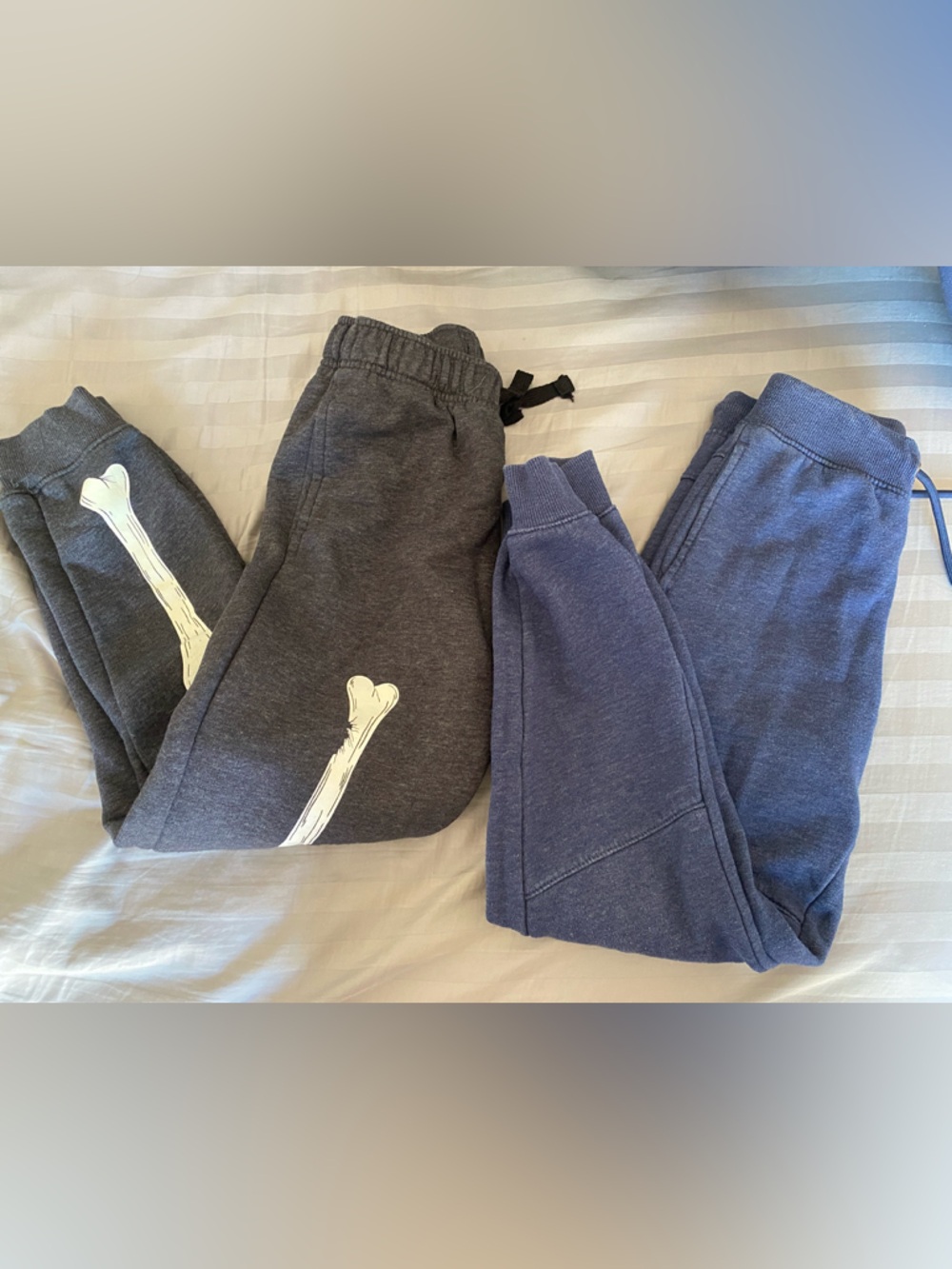 2 Cat & Jack Gray and Blue Kids Sweatpants - Bone Graphic